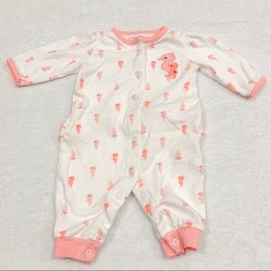 Seahorse coral and pink 3 month footless pajamas